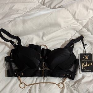 Honey Birdette Black and Gold Kukuro bra